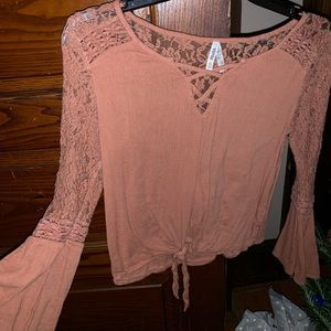 Juniors Crop Top Long Sleeve Shirt